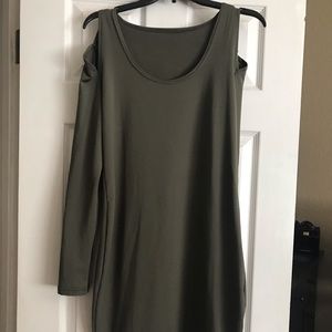 Army green, fitted dress